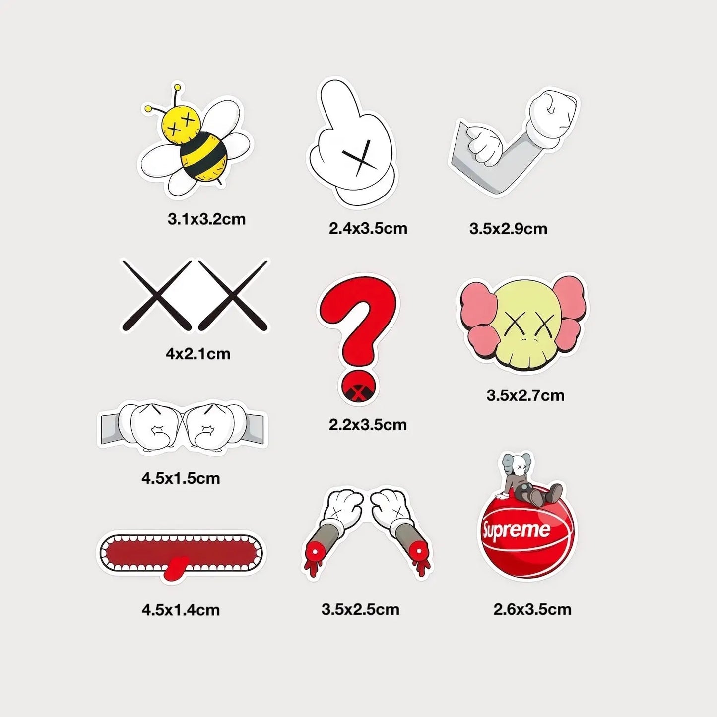 Lot de 10 Mini Autocollants Stickers KAWS Vinyle Waterproof Patchattaq