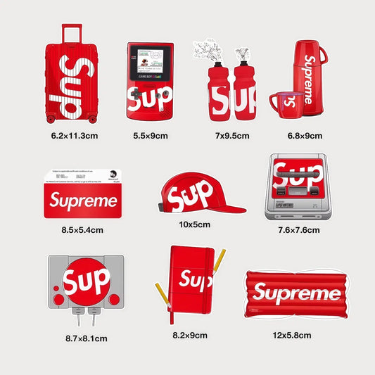 Lot de 10 Autocollants Stickers Supreme Pack Gaming Vinyle Waterproof Patchattaq
