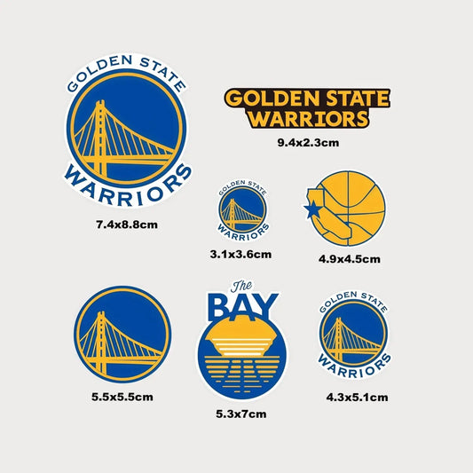 Lot de 7 Autocollants Stickers NBA Golden State Warriors Vinyle Waterproof Patchattaq