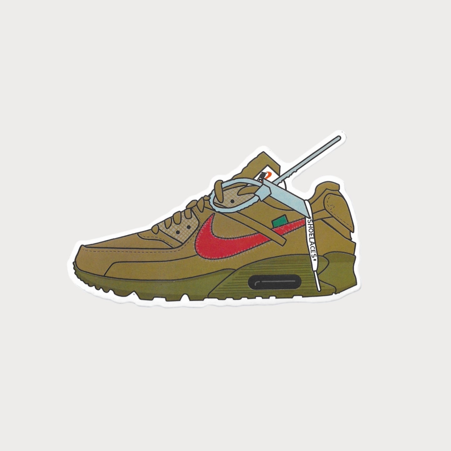 Autocollant Sticker Off-White Air Max 90 Desert Ore Vinyle Waterproof