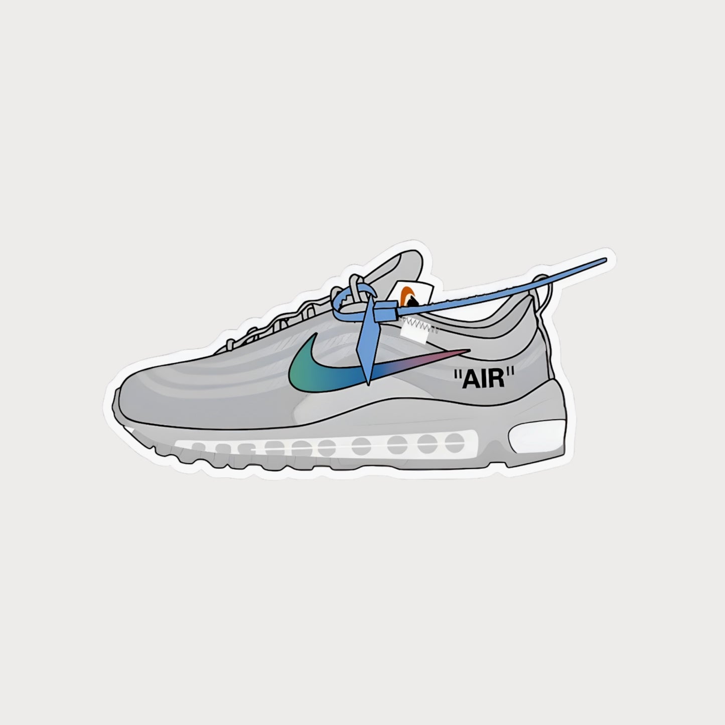 Autocollant Sticker Off-White Air Max 97 Menta Vinyle Waterproof