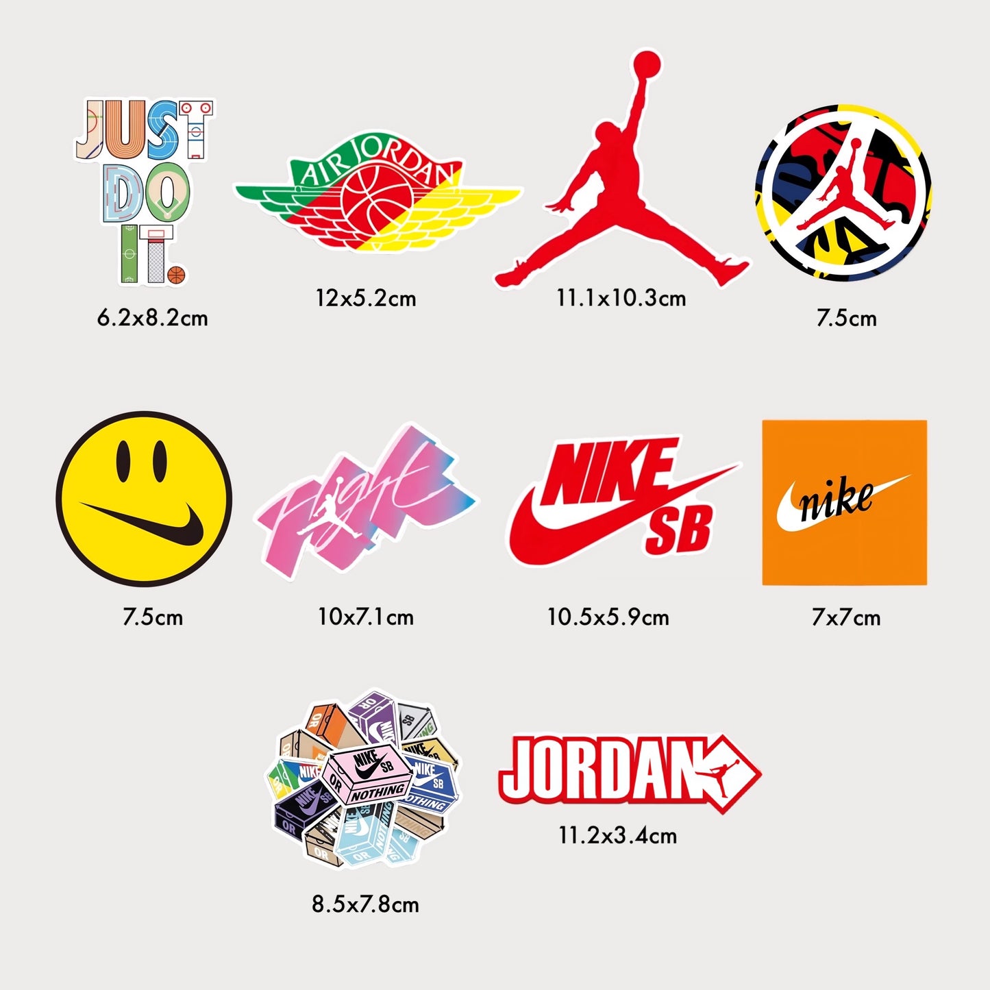 Lot de 10 Stickers AIR JORDAN Nike SB Vinyle Premium Waterproof