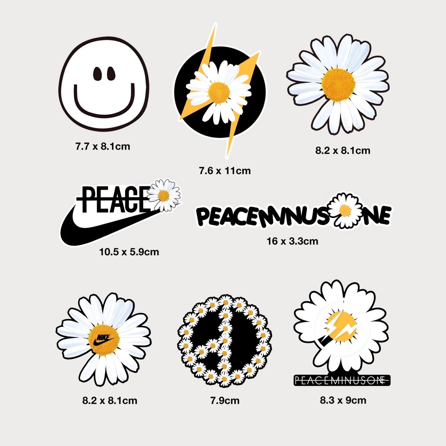 Lot de 8 Stickers G-DRAGON GD PEACEMINUSONE Vinyle Premium Waterproof