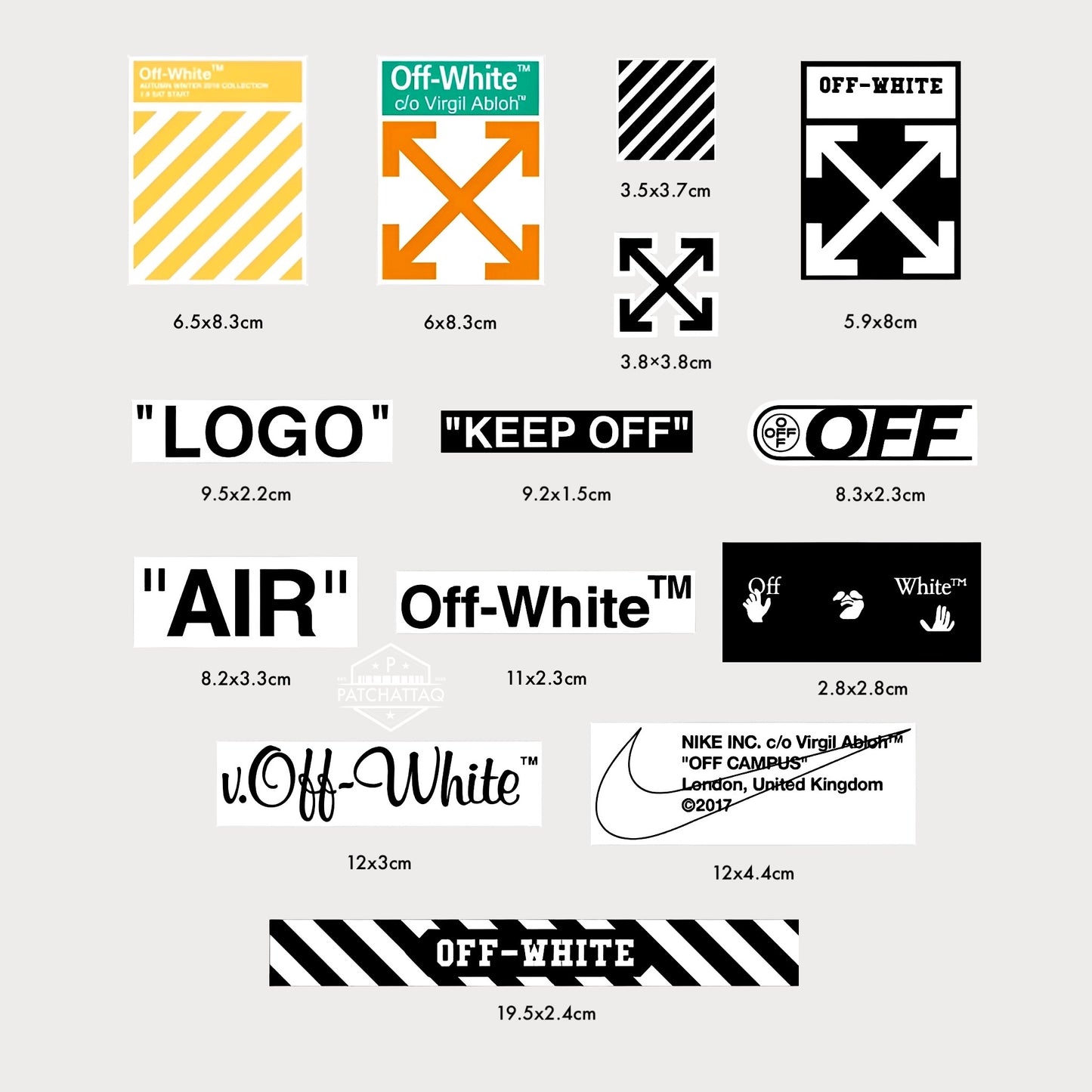 Lot de 14 Stickers OFF-WHITE Virgil Abloh Vinyle Premium Waterproof