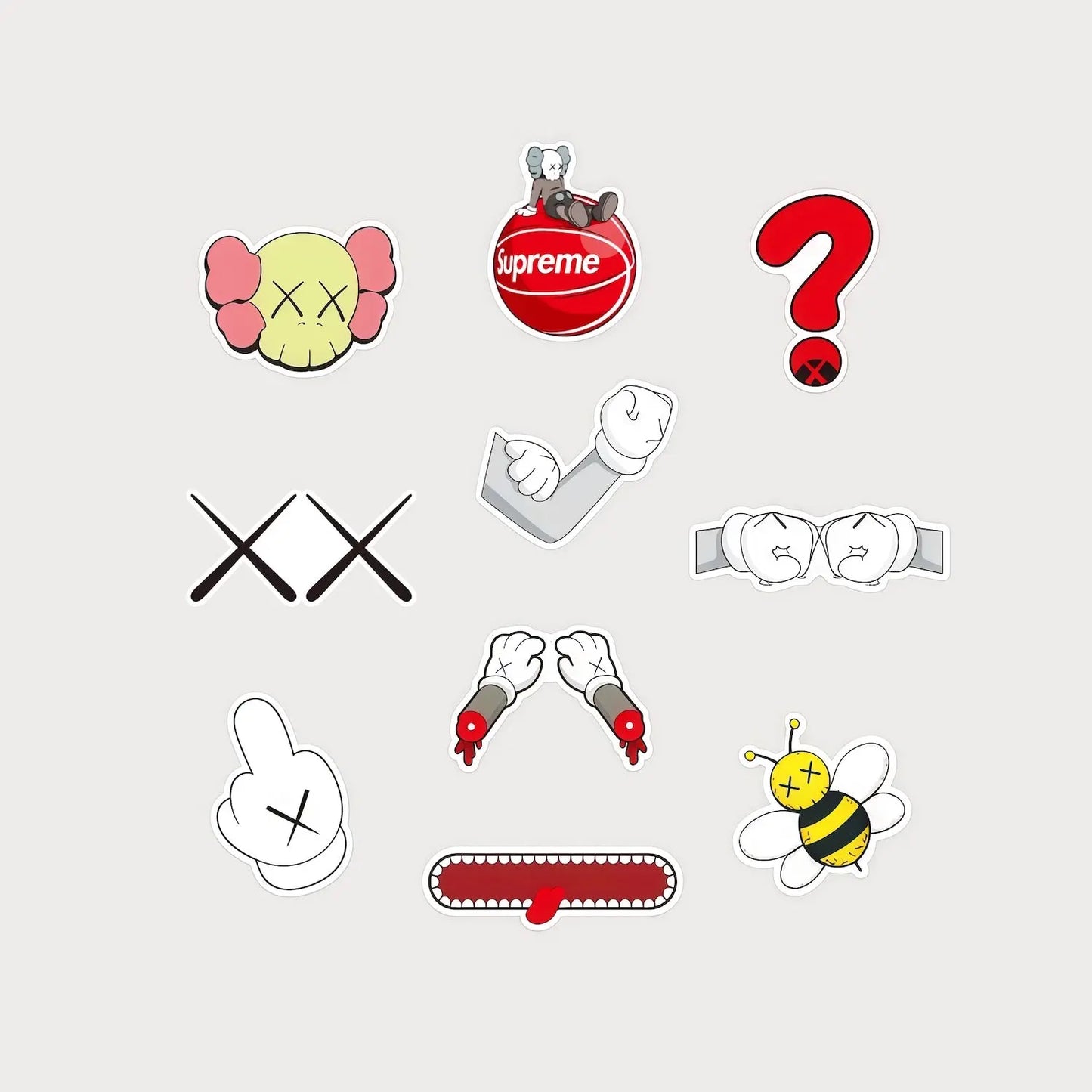 Lot de 10 Mini Autocollants Stickers KAWS Vinyle Waterproof Patchattaq