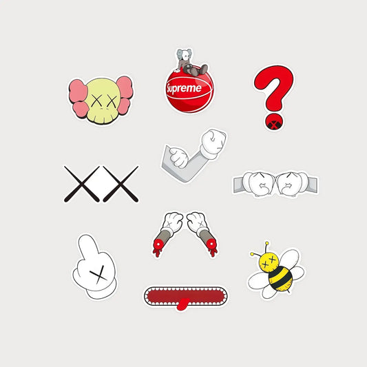 Lot de 10 Mini Autocollants Stickers KAWS Vinyle Waterproof Patchattaq