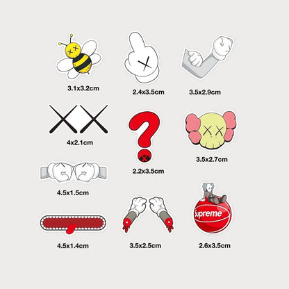 Lot de 10 Mini Autocollants Stickers KAWS Vinyle Waterproof Patchattaq
