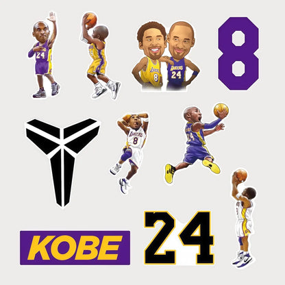 Lot de 10 Autocollants Stickers Kobe Bryant Vinyle Waterproof Patchattaq