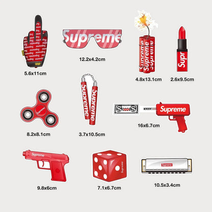 Lot de 10 Autocollants Stickers Supreme Pack Arms Vinyle Waterproof Patchattaq