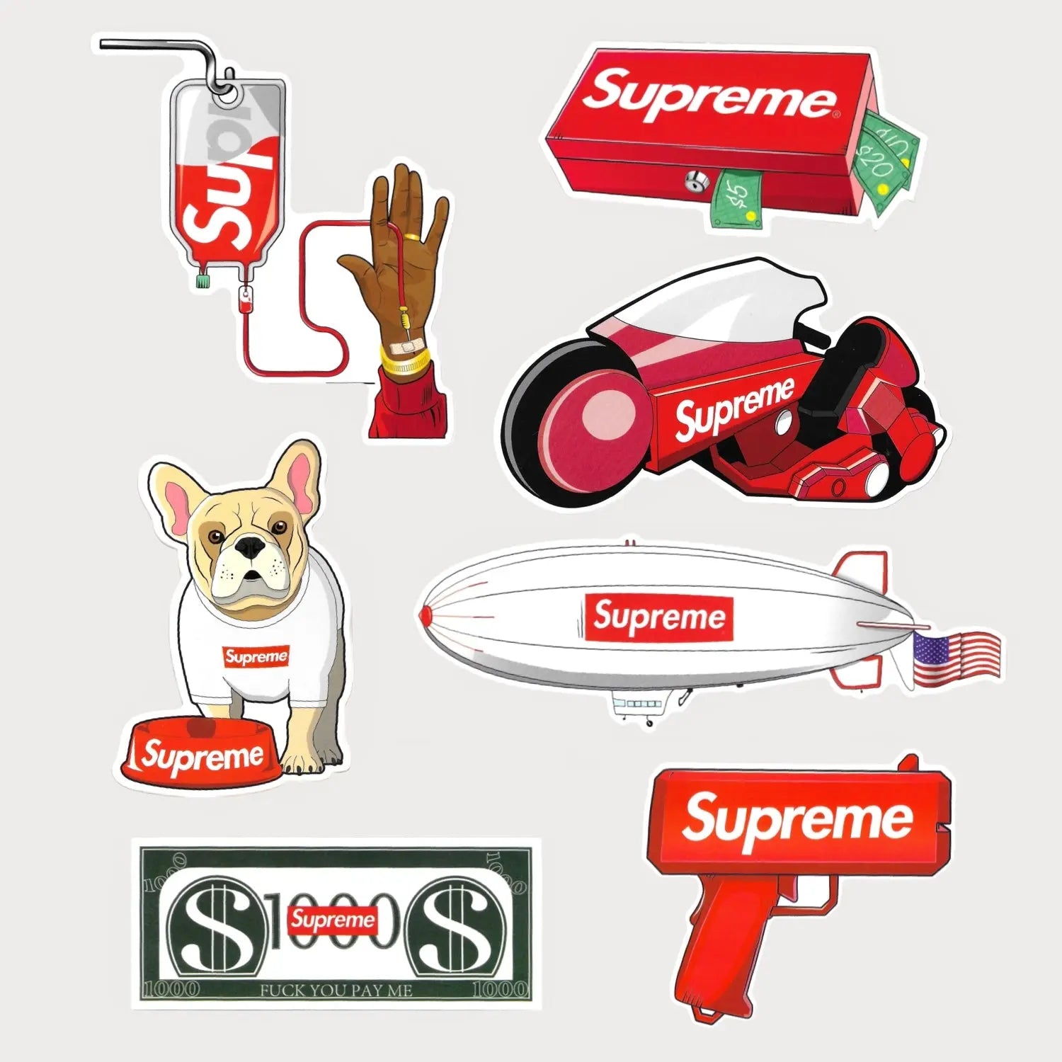 Lot de 10 Autocollant Stickers Supreme Pack Lifestyle Vinyl Waterproof Patchattaq