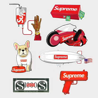 Lot de 10 Autocollant Stickers Supreme Pack Lifestyle Vinyl Waterproof Patchattaq