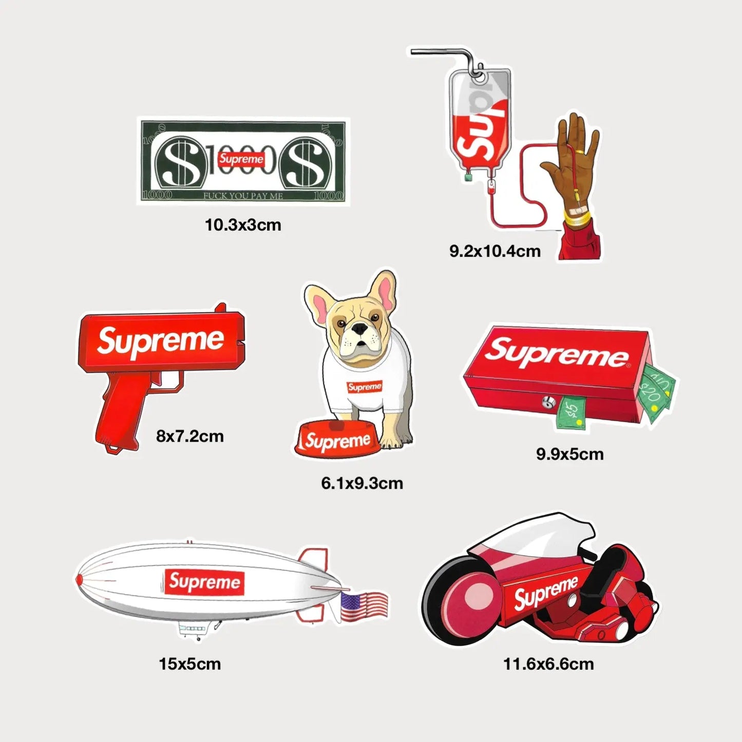 Lot de 10 Autocollant Stickers Supreme Pack Lifestyle Vinyl Waterproof Patchattaq
