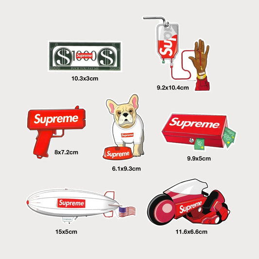 Lot de 10 Autocollant Stickers Supreme Pack Lifestyle Vinyl Waterproof Patchattaq