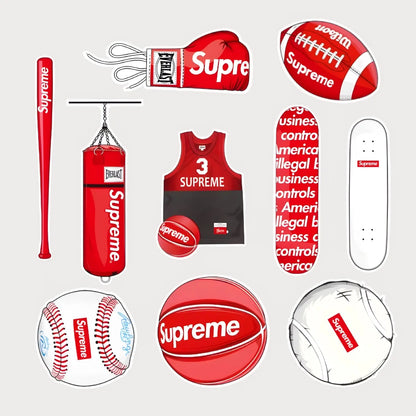 Lot de 10 Autocollants Stickers Supreme Pack Sport Vinyle Waterproof Patchattaq