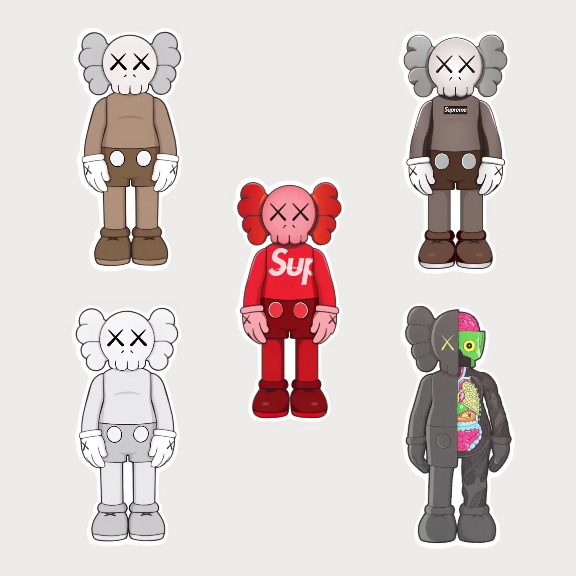 Lot de 5 Stickers Autocollants KAWS Companion Vinyle Waterproof Patchattaq