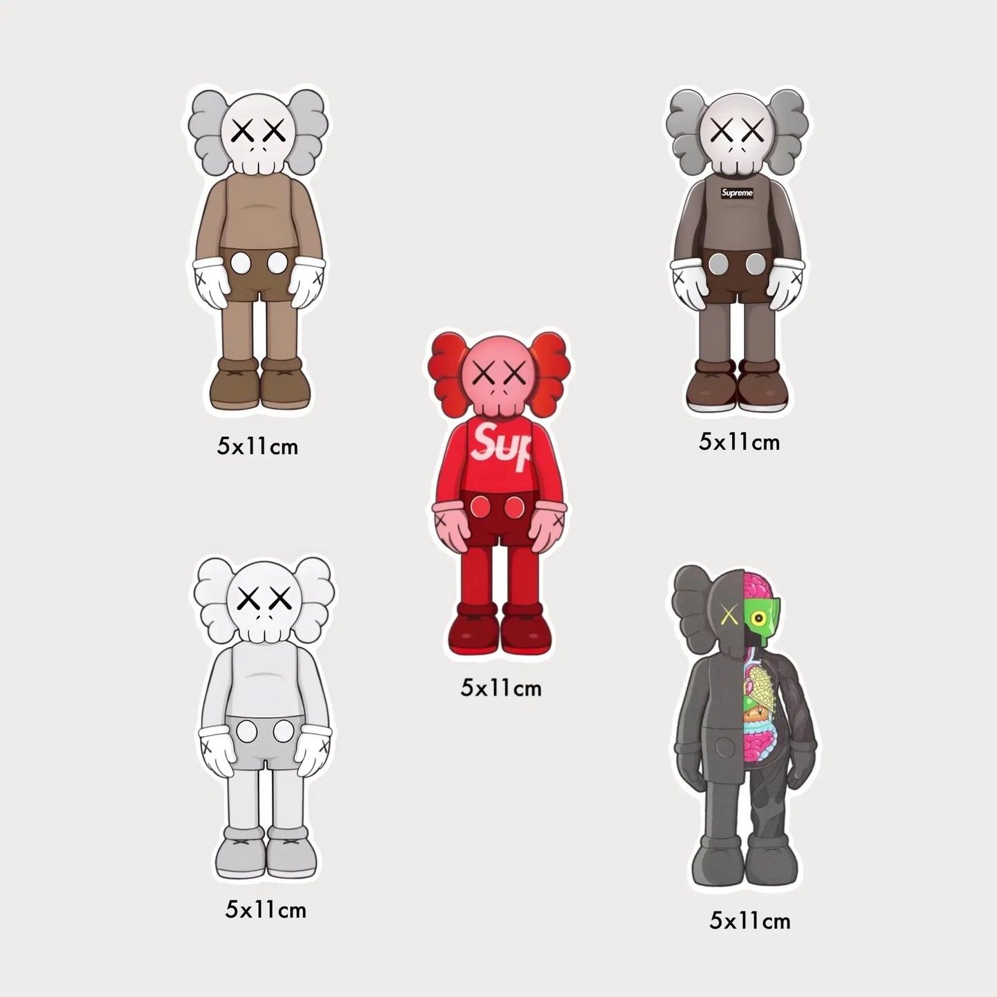 Lot de 5 Stickers Autocollants KAWS Companion Vinyle Waterproof Patchattaq