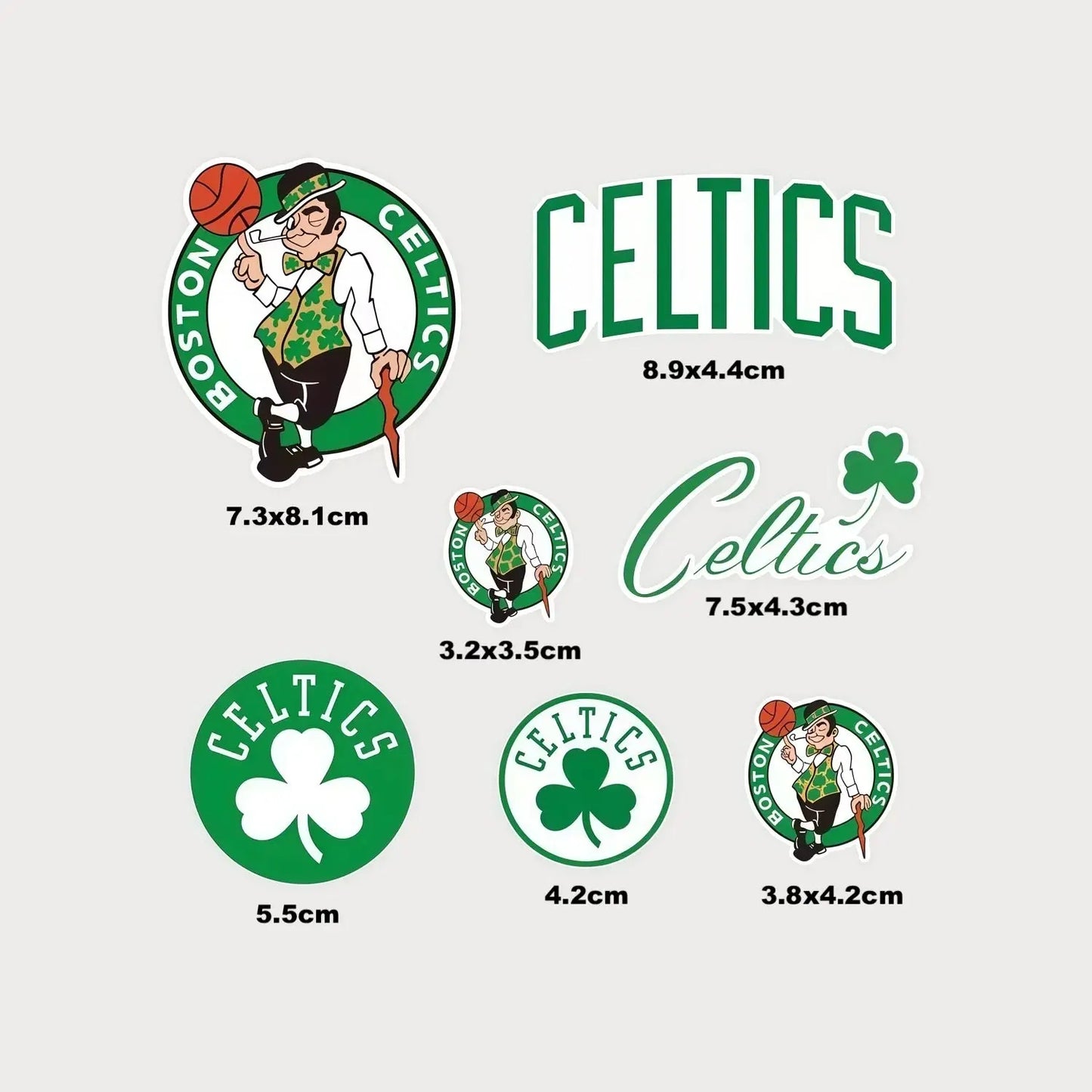 Lot de 7 Autocollants Stickers NBA Boston Celtics Vinyle Waterproof Patchattaq