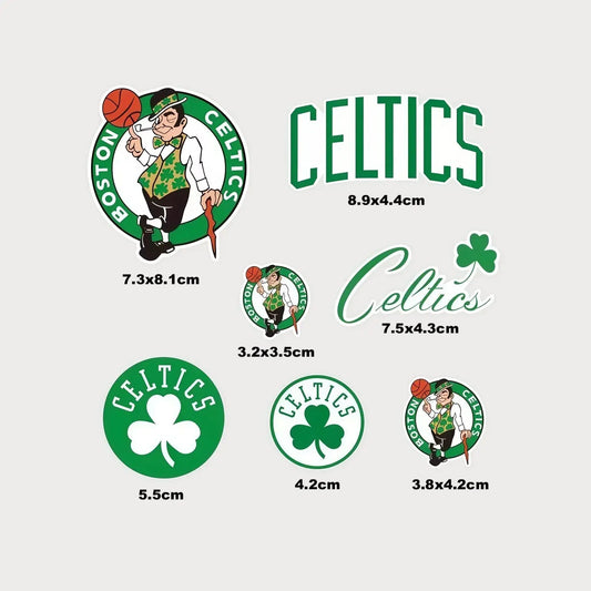 Lot de 7 Autocollants Stickers NBA Boston Celtics Vinyle Waterproof Patchattaq