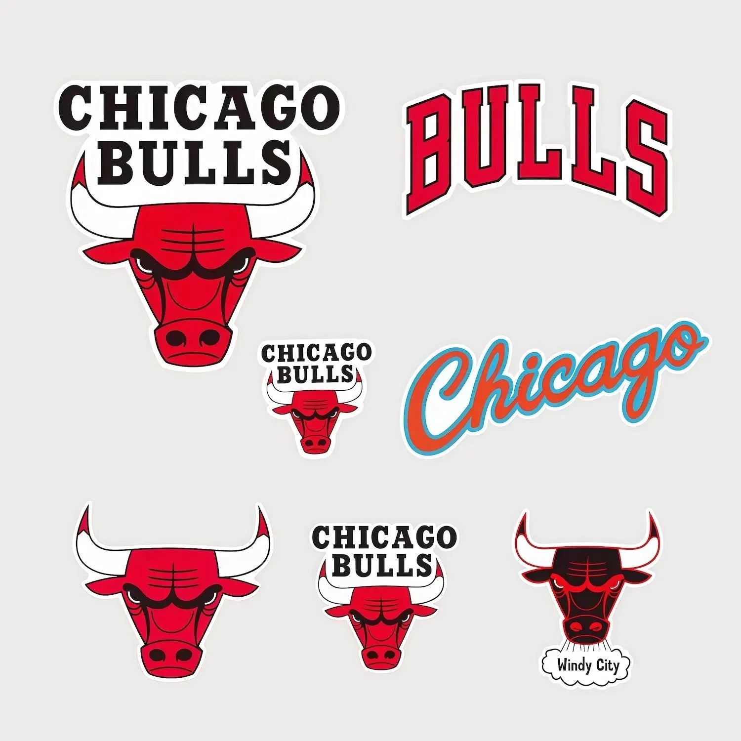 Lot de 7 Autocollants Stickers NBA Chicago Bulls Vinyle Waterproof Patchattaq