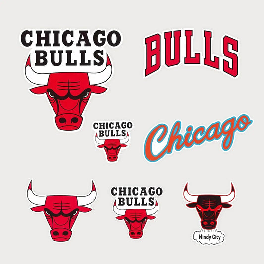 Lot de 7 Autocollants Stickers NBA Chicago Bulls Vinyle Waterproof Patchattaq