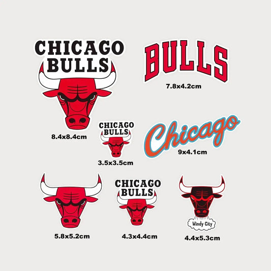 Lot de 7 Autocollants Stickers NBA Chicago Bulls Vinyle Waterproof Patchattaq