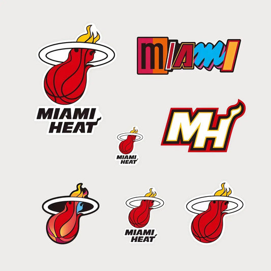 Lot de 7 Autocollants Stickers NBA Miami Heat Vinyle Waterproof Patchattaq