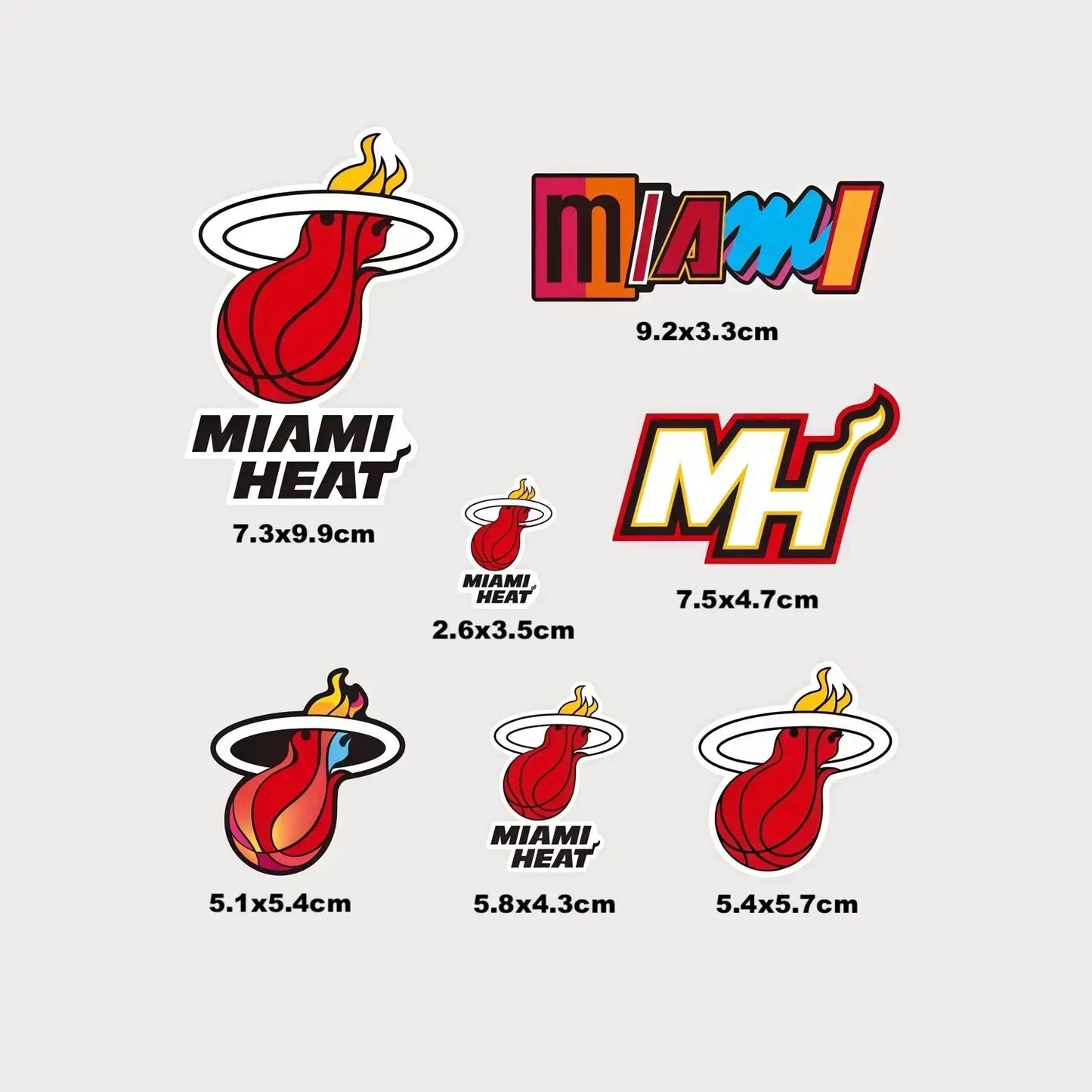 Lot de 7 Autocollants Stickers NBA Miami Heat Vinyle Waterproof Patchattaq