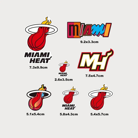 Lot de 7 Autocollants Stickers NBA Miami Heat Vinyle Waterproof Patchattaq