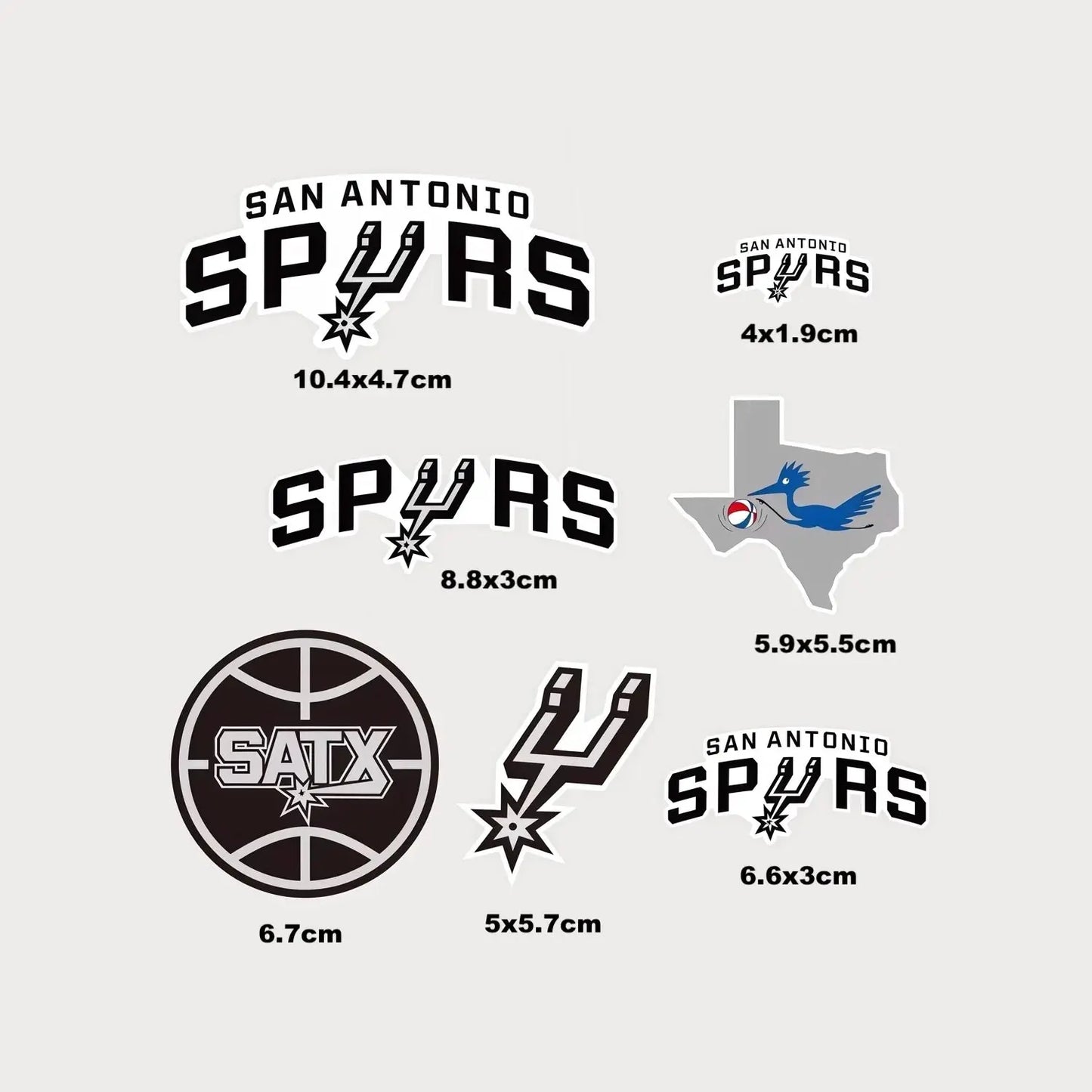 Lot de 7 Autocollants Stickers NBA San Antonio Spurs Vinyle Waterproof Patchattaq