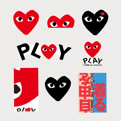 Lot de 8 Stickers Autocollant Comme des Garçons Play Vinyle Waterproof Patchattaq