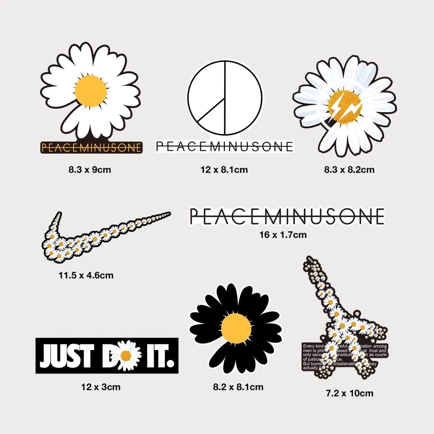 Lot de 8 Stickers Autocollant G-Dragon PEACEMINUSONE Vinyle Waterproof Patchattaq