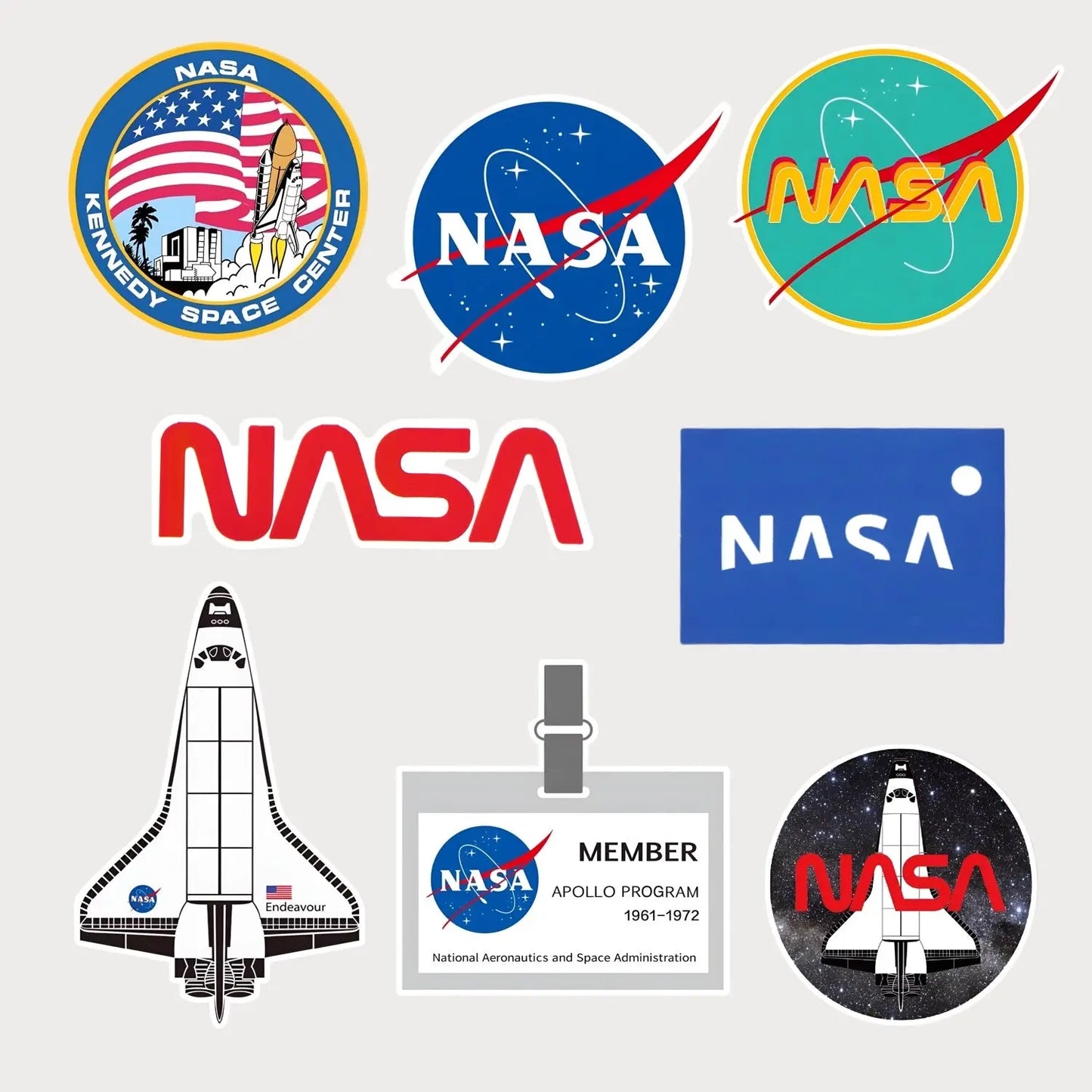 Lot de 8 Stickers Autocollants NASA Vinyle Waterproof Patchattaq
