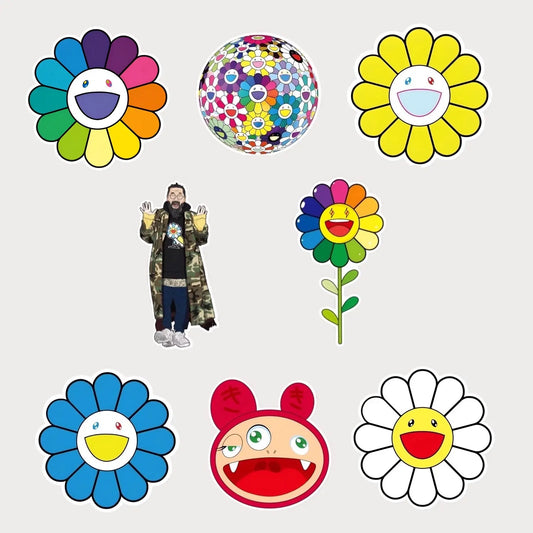 Lot de 8 Stickers Autocollants Takashi Murakami Vinyle Waterproof Patchattaq