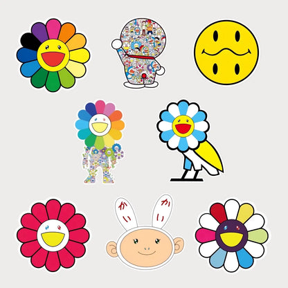 Lot de 8 Stickers Takashi Murakami Superflat Vinyle Waterproof Patchattaq