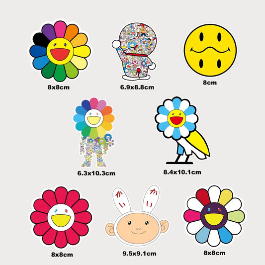 Lot de 8 Stickers Takashi Murakami Superflat Vinyle Waterproof Patchattaq
