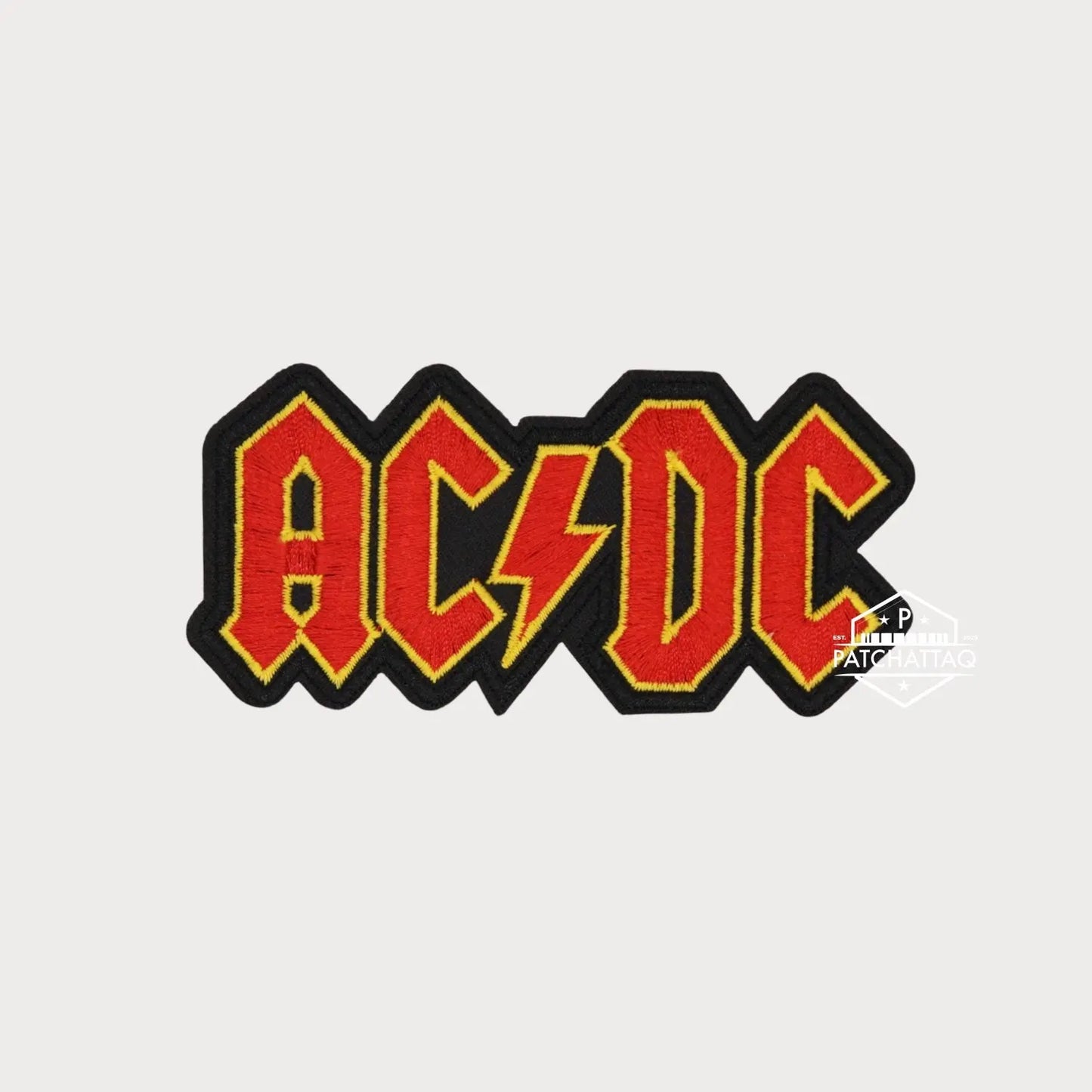 Patch Thermocollant AC/DC Rouge/Jaune Broderie Précise Haute Qualité Patchattaq