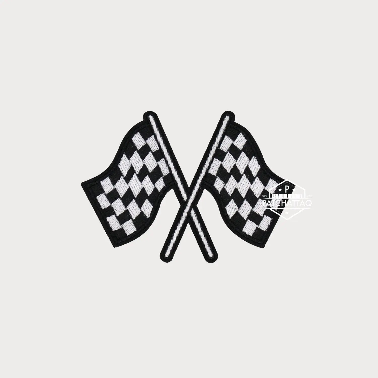 Patch Thermocollant Drapeau à Damier Tissage Précis Haute Qualité Patchattaq