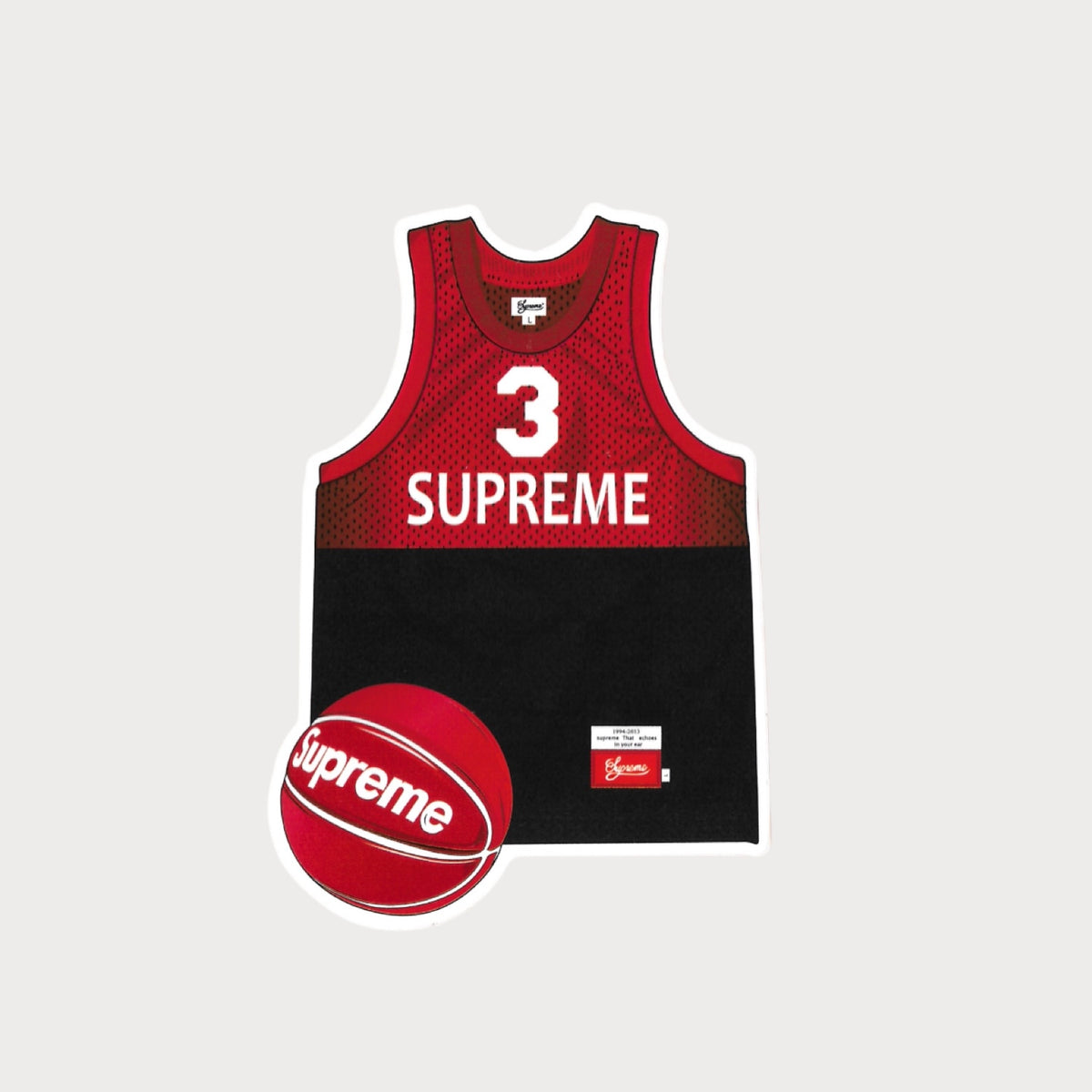 Autocollant Sticker Supreme Maillot de Basket N°3 Vinyle Waterproof