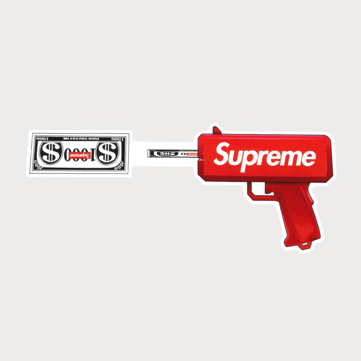 Autocollant Sticker Supreme Pistolet à billets 1000$ Vinyle Waterproof