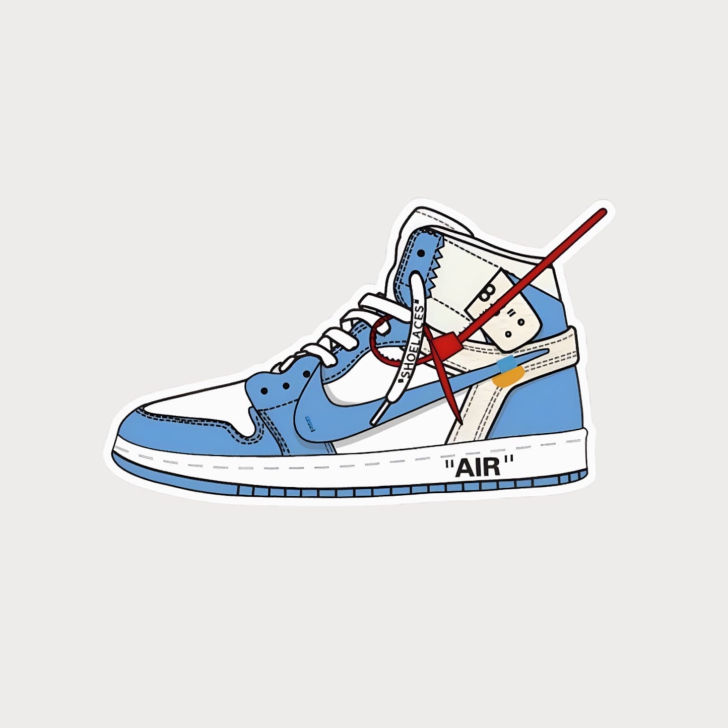 Autocollant Sticker Off-White Air Jordan 1 UNC Vinyle Waterproof