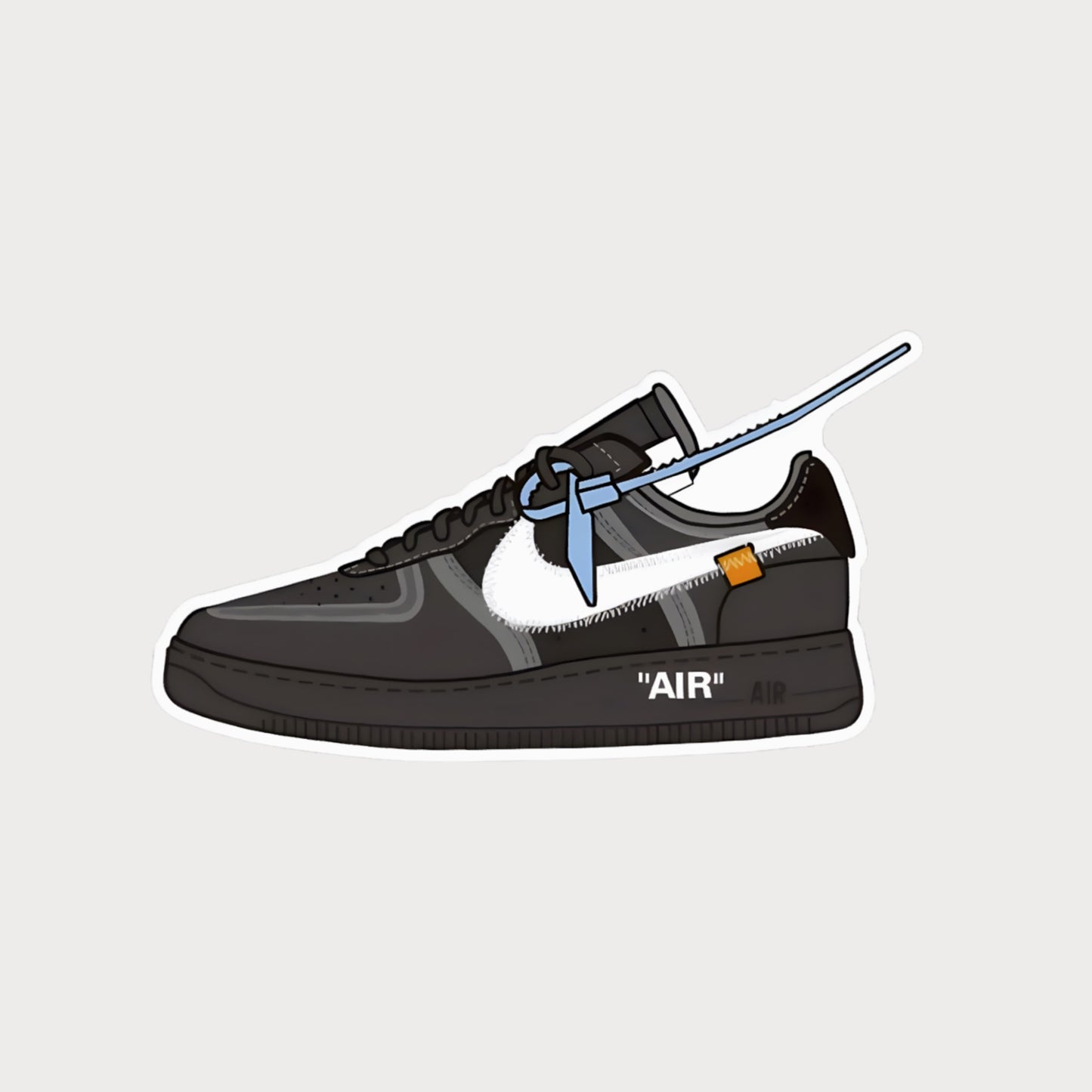 Autocollant Sticker Off-White Nike Air Force 1 Black Vinyle Waterproof