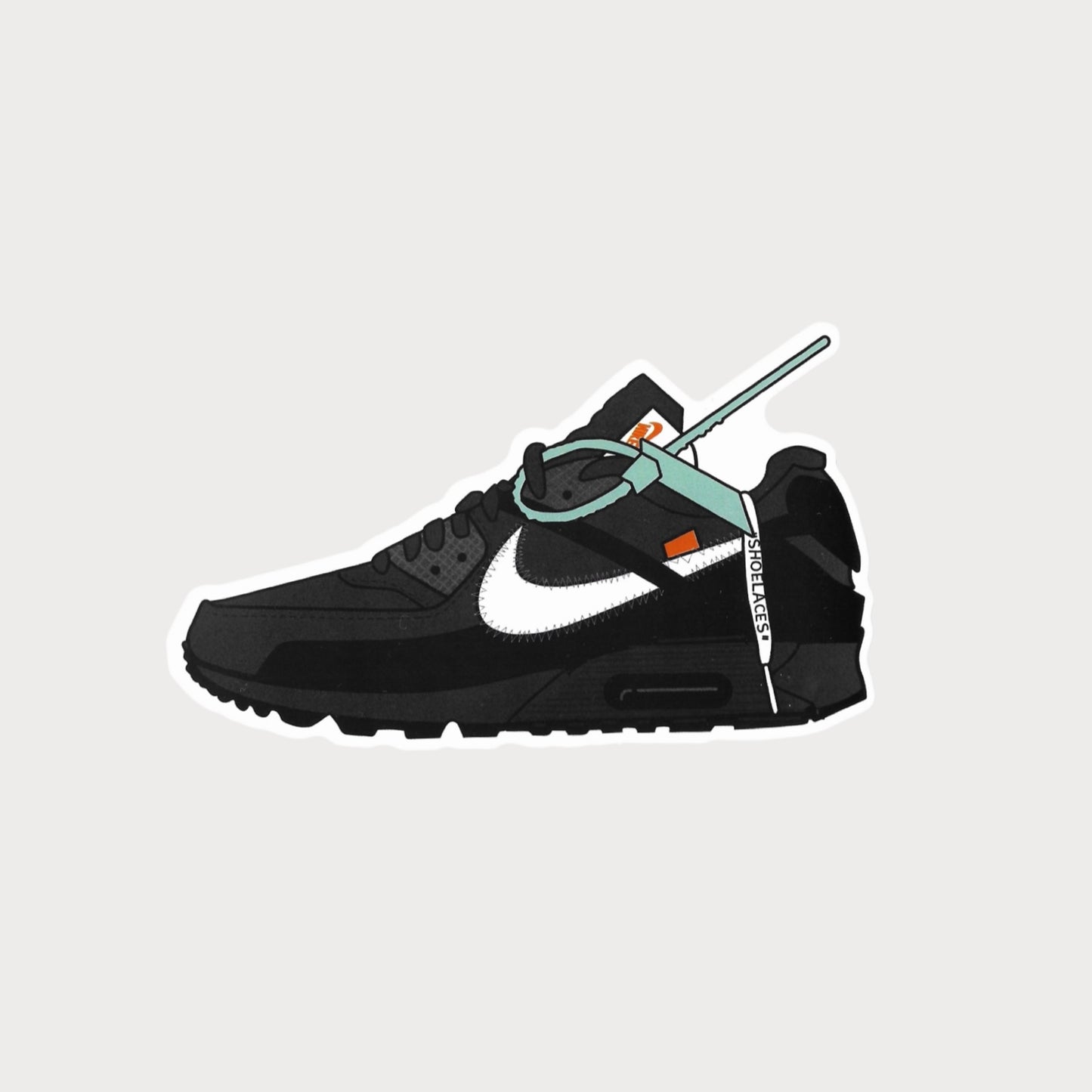 Autocollant Sticker Off-White Air Max 90 Black Vinyle Waterproof