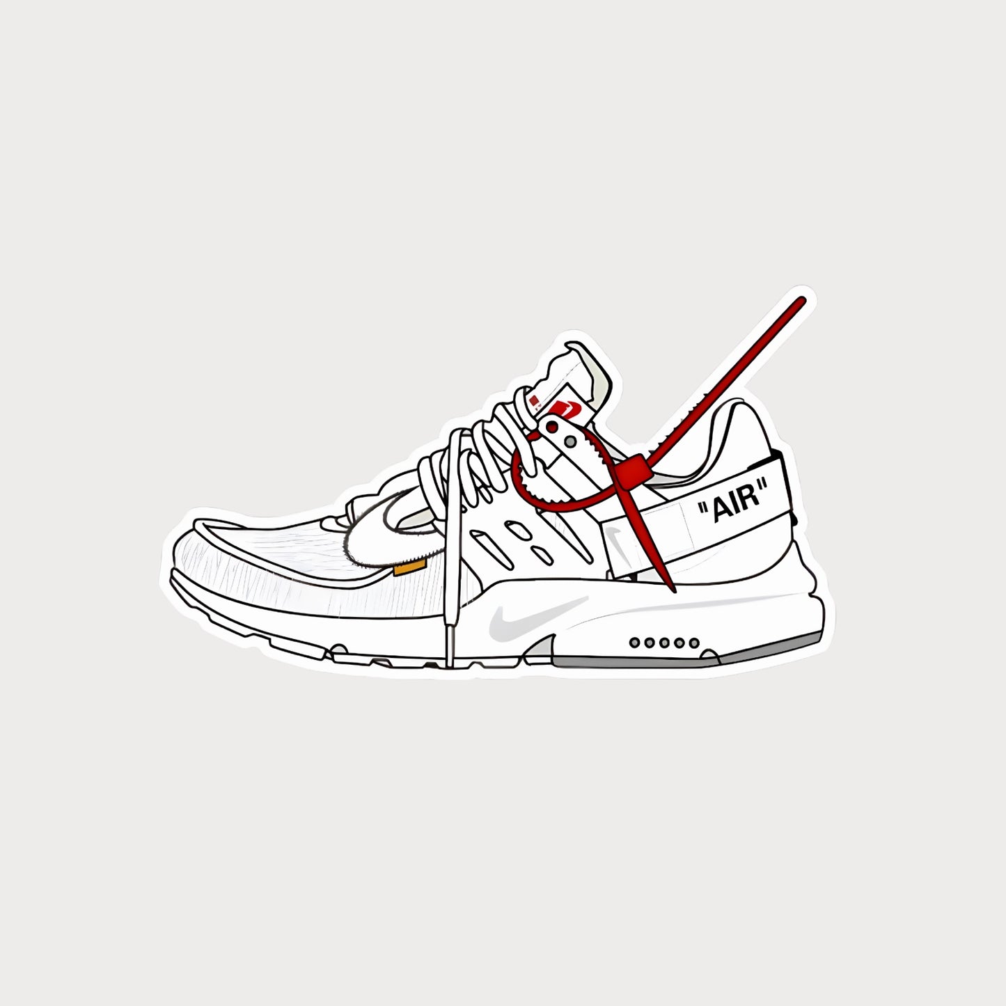 Autocollant Sticker Off-White Nike Air Presto White Vinyl Waterproof