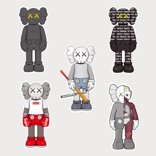 Lot de 5 Stickers KAWS Hypebeast Supreme Vinyle Premium Waterproof