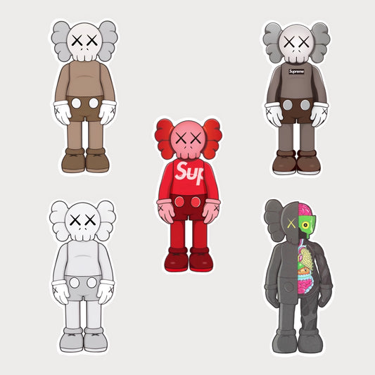 Lot de 5 Stickers KAWS Supreme Hypebeast Vinyle Premium Waterproof