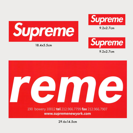 Lot de 4 Stickers SUPREME Box Logo Vinyle Premium Waterproof