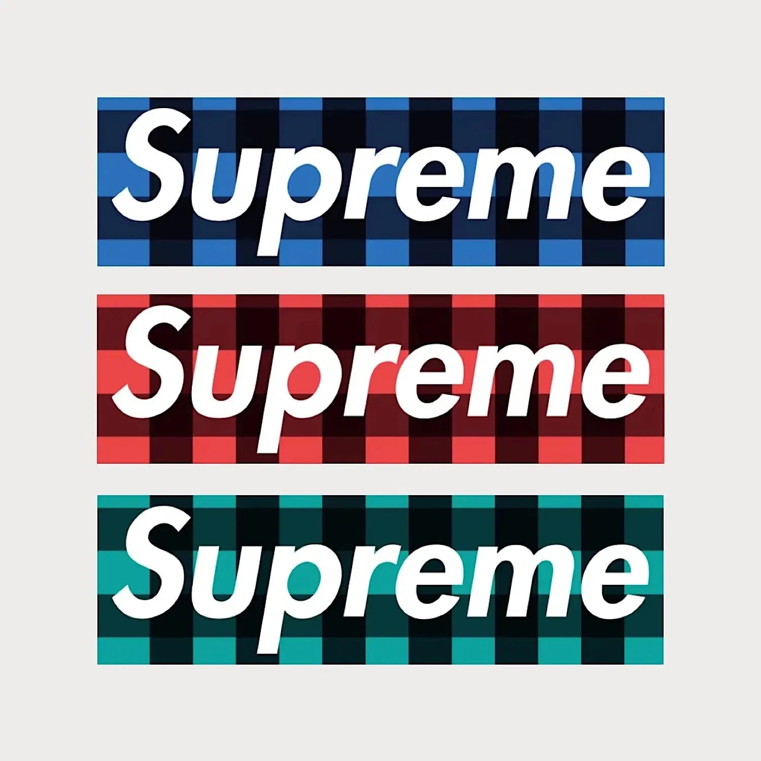 Autocollants Stickers Supreme Buffalo Plaid Box Logo Vinyle Waterproof Patchattaq