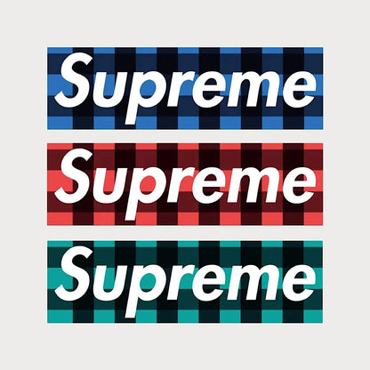 Autocollants Stickers Supreme Buffalo Plaid Box Logo Vinyle Waterproof Patchattaq