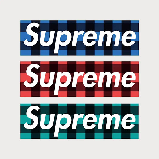Autocollants Stickers Supreme Buffalo Plaid Box Logo Vinyle Waterproof Patchattaq