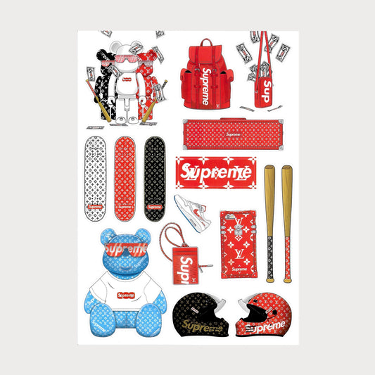 Lot de 16 Stickers SUPREME Vinyle Premium Waterproof